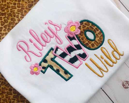 Custom Applique 2 WILD Birthday Shirt w/ NAME