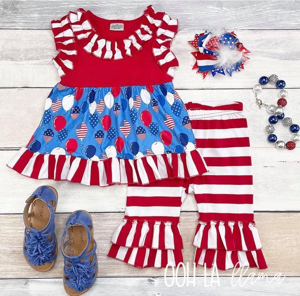 Patriotic Balloons - 2 pc Capri Set