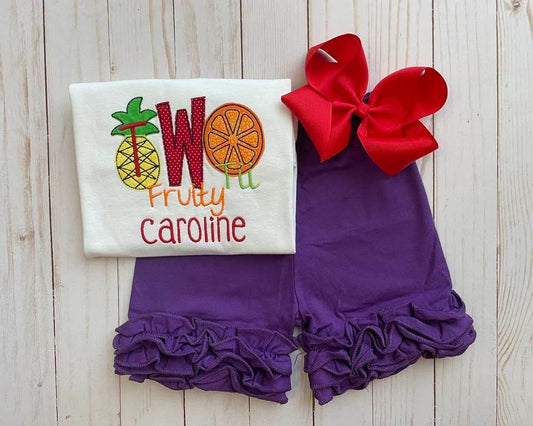 Two - tii Fruity Applique Birthday Shirt / Custom w NAME