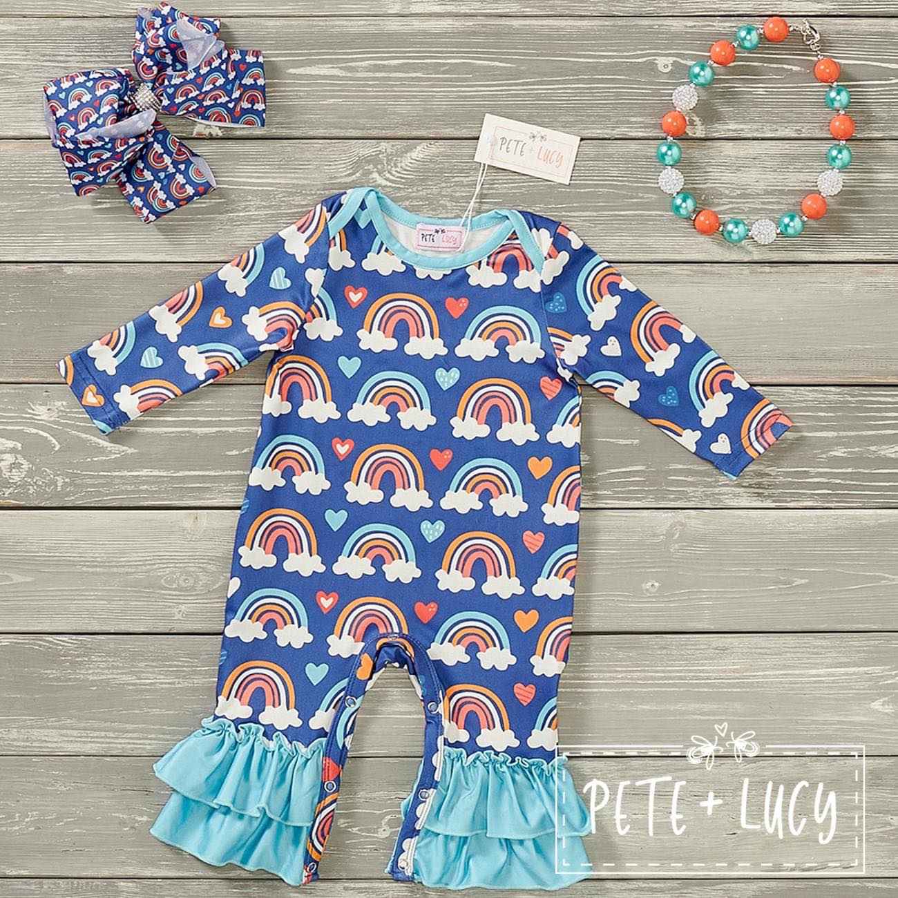 Rainbows with Clouds * Romper