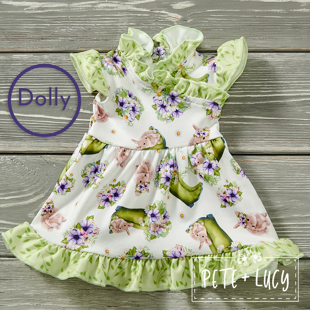 Garden Bunnies Dress w/ matching Doll Dress