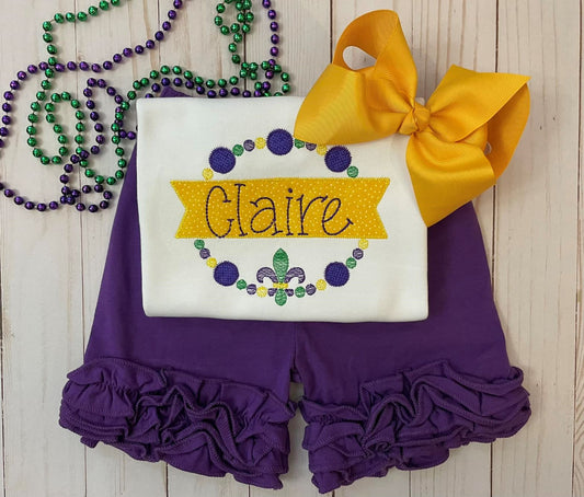 Mardi Gras Beads with NAME Banner