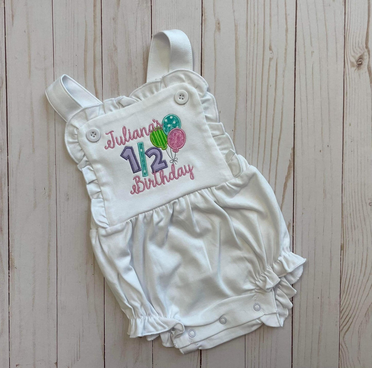 It's My 1/2 Birthday - Applique Sunsuit with Name