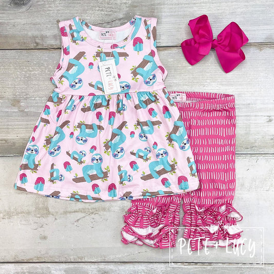 Summer Sloths - 2 pc Capri Set