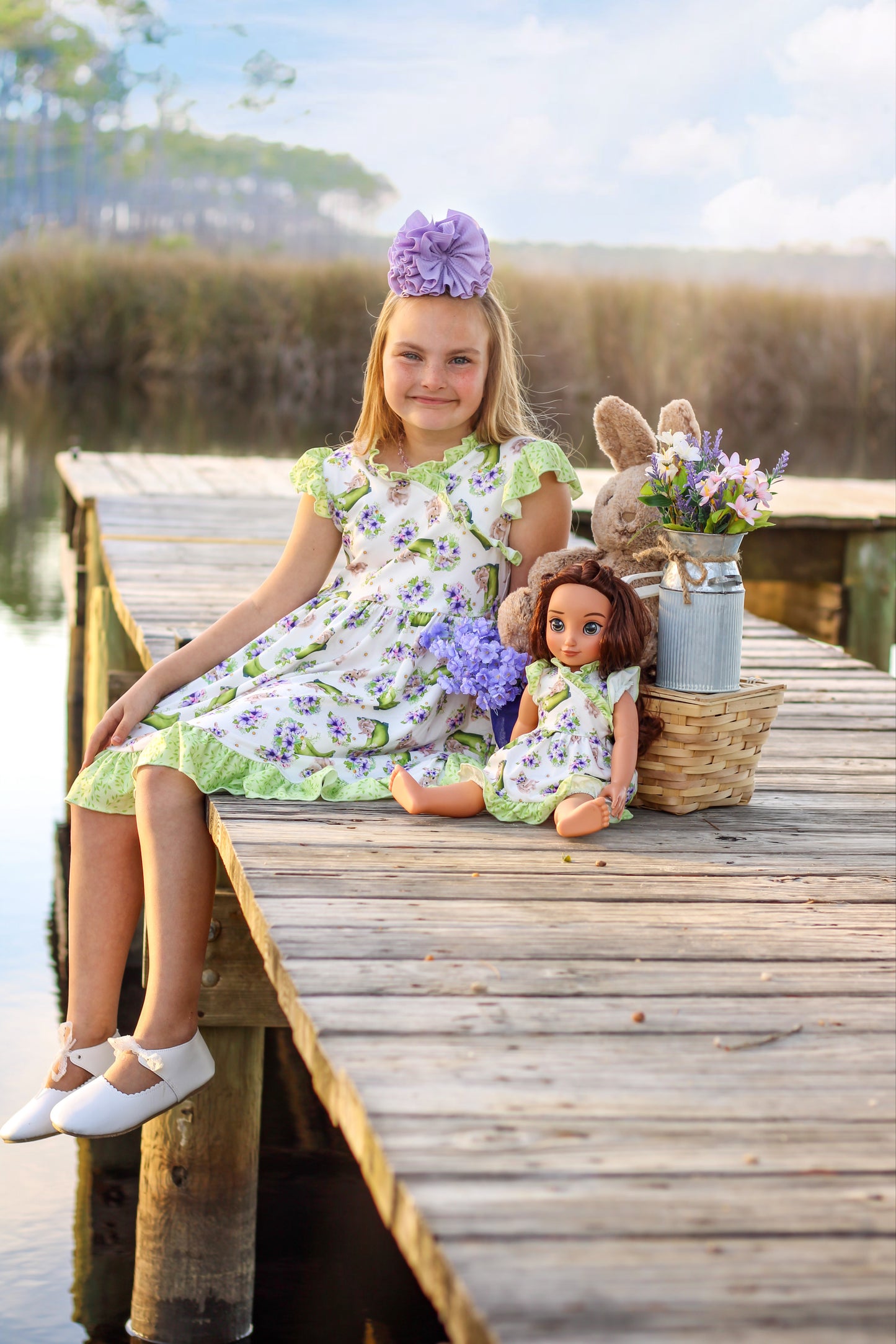 Garden Bunnies Dress w/ matching Doll Dress