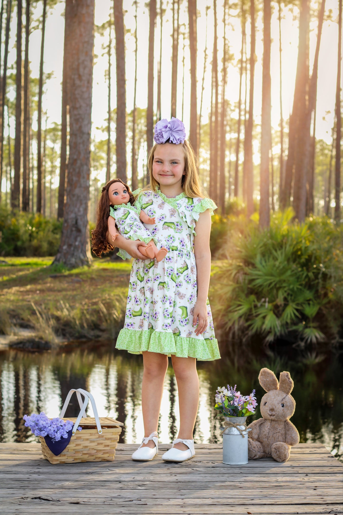 Garden Bunnies Dress w/ matching Doll Dress