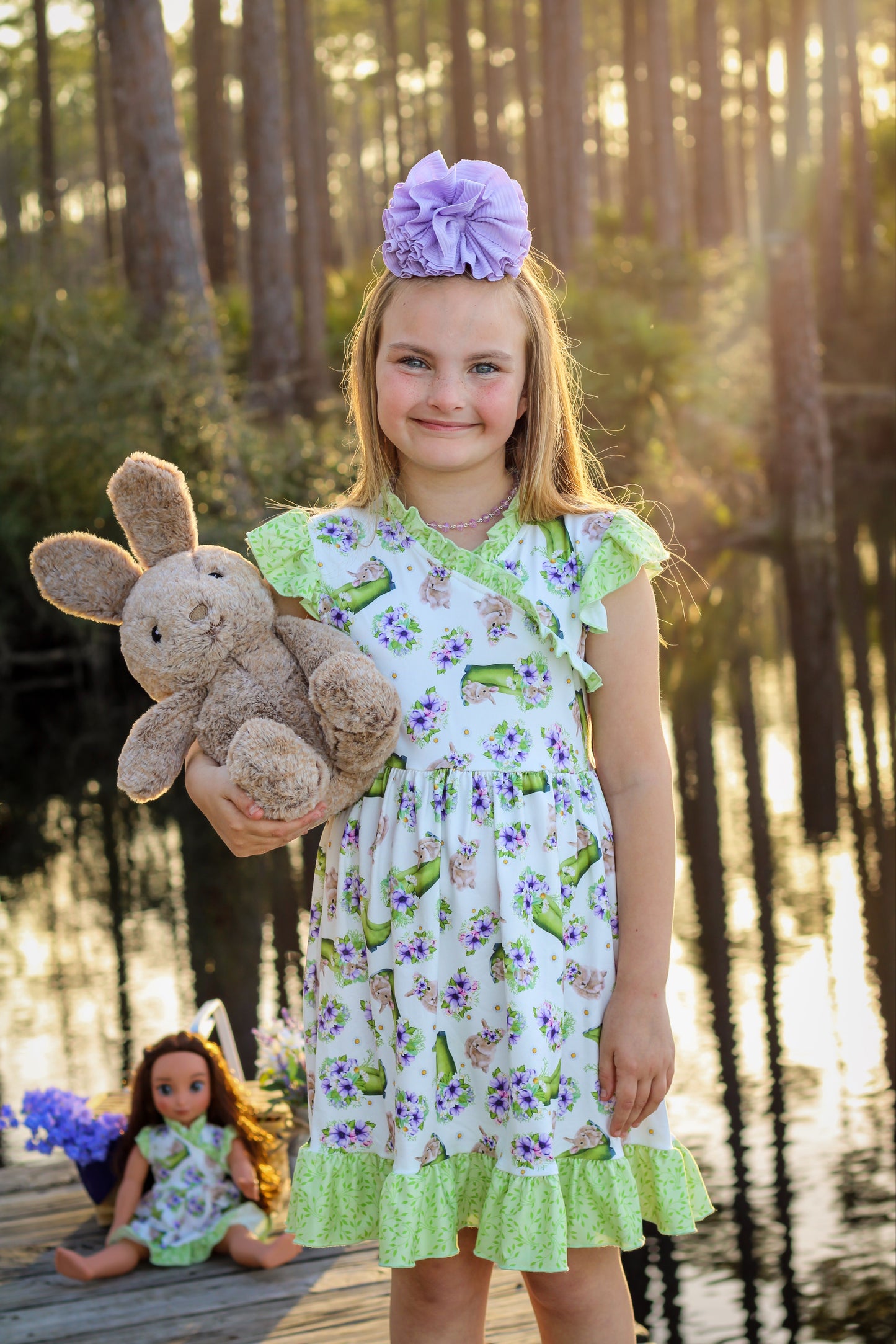 Garden Bunnies Dress w/ matching Doll Dress