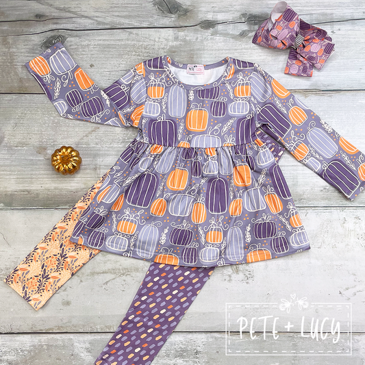 Purple Pumpkin - 2 pc Set with Tie Headband